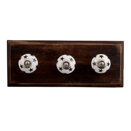 Black Star Ceramic Wooden Hooks